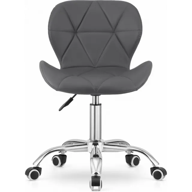 LEOBERT Bureaustoel AVOLA DORY-21 Grijs, Kunstleer Zitting, Ergonomisch en Verstelbare Zithoogte, 5-Poot Chrome Basis, Geschikt voor Thuis en Kantoor, Max. 110 kg