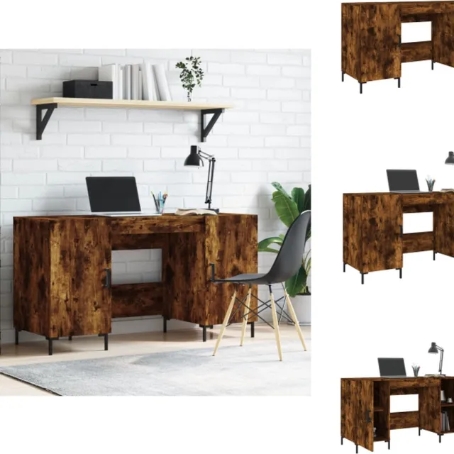 vidaXL Bureau - 140x50x75 - cm - bewerkt - hout - gerookt - eikenkleurig
