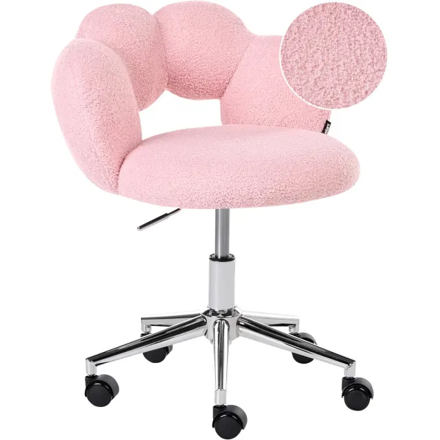 Beliani WHIZZY - Kinderbureaustoel - Roze - Bouclé