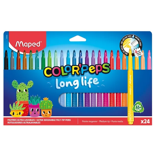 Maped Viltstift Maped Color'Peps Long Life 2.0 set à 24 stuks assorti