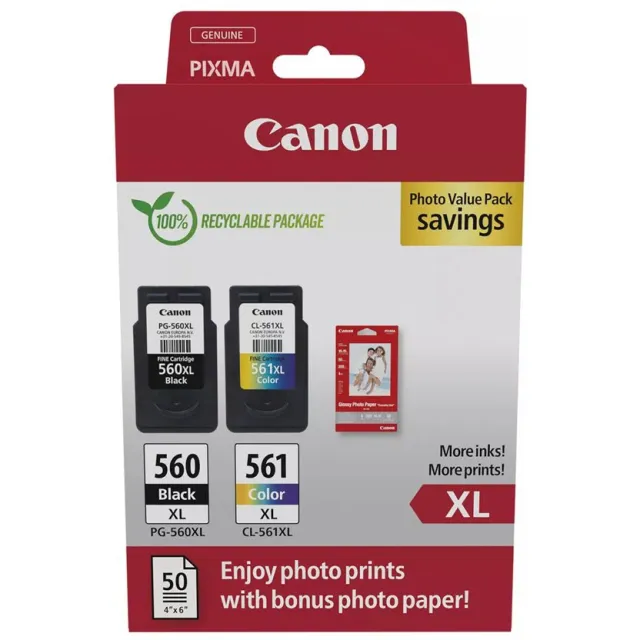 Canon PG-560XL en CL-561XL inktcartridge multipack Zwart