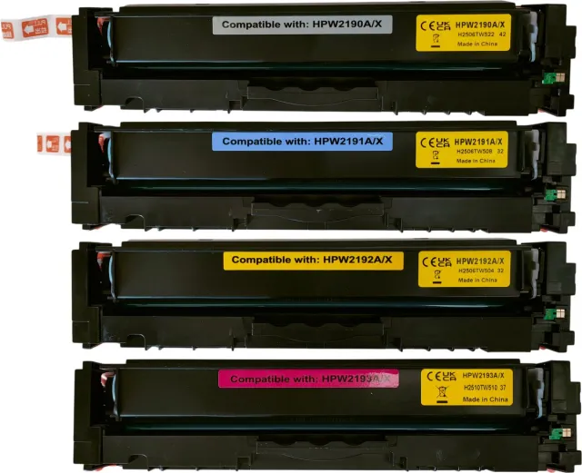 KATRIZ huismerk Toner MET CHIP - HP 219A - W2190A+ W2191A+W2192A+W2193A - 4stuks - Geschikt voor HP Color LaserJet Pro 3202dn /MFP 3302fdn /MFP 3302fdng /MFP 3302fdw/MFP 3302fdwg /MFP 3302sdw/3202dw/MFP 3202 Zwart