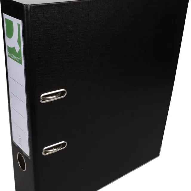 Q-Connect ordner, voor ft A4, uit PP en papier, met beschermrand, rug van 8 cm, zwart