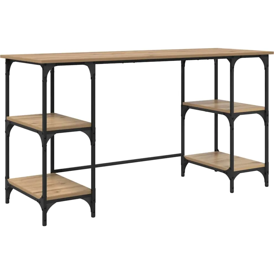 vidaXL Bureau Artisan Eiken Bewerkt hout 140 x 50 x 75 cm, foto 3