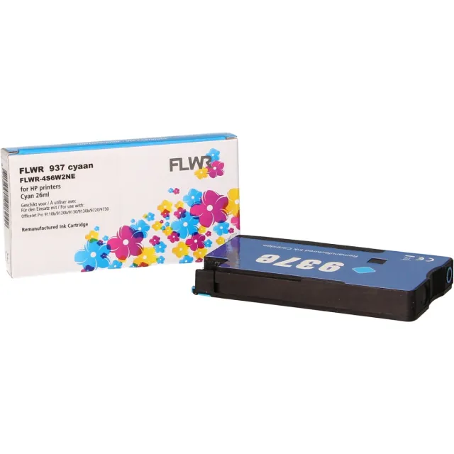 FLWR HP 937e - Cyaan XL - voor Officejet pro 9130 - 9130 - 9720 - 9730