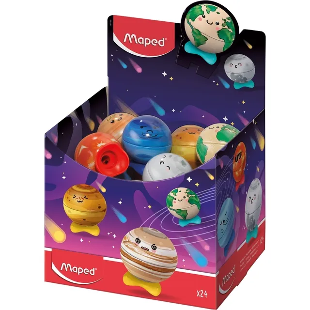 Maped Puntenslijper Maped Planet display à 24 stuks assorti