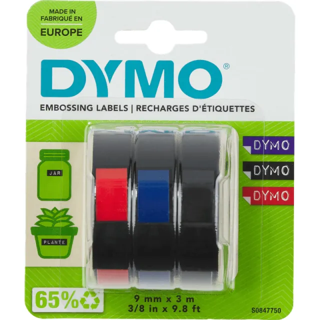 Dymo Embossing Tape 9mm 3 kleuren pack
