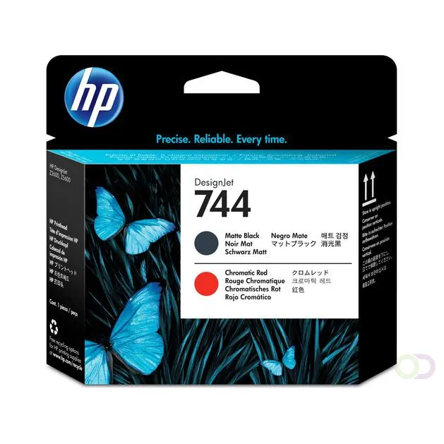 HP 744 matzwarte/chromatisch rode DesignJet printkop (F9J88A) Chromatic Red