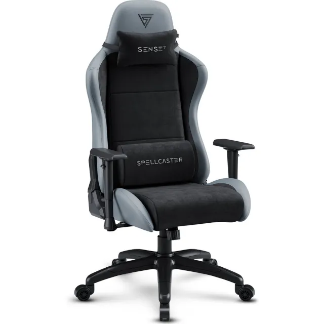 SENSE7 Spellcaster FUKU XL PU - Ergonomische Gaming Stoel - Bureaustoel Eco-Leer & Alcantara - Tot 150kg - Zwart/Grijs