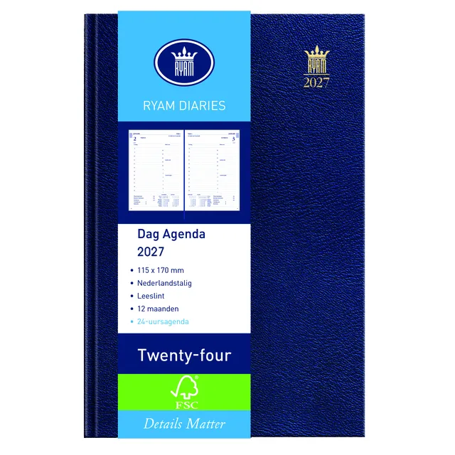 Ryam Agenda 2027 Ryam Twenty-four Mundior 1dag/1pagina blauw
