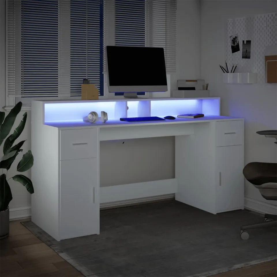vidaXL Bureau Wit 160 x 55 x 91 cm Engineered wood, foto 4