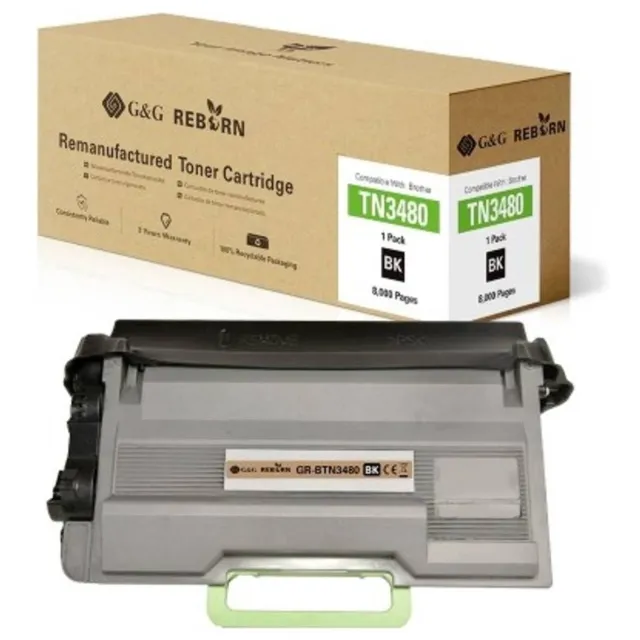 G&G Toner vervangt Brother TN-3480 Compatibel Zwart 8000 bladzijden Reborn remanufactured 21179
