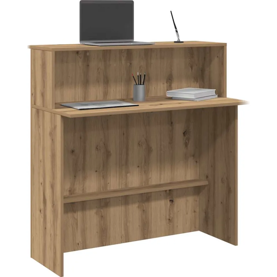 vidaXL Receptiebalie 100x50x103,5cm bewerkt hout artisanaal eikenkleur, foto 4