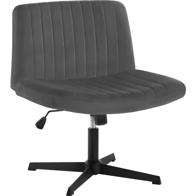 BukkitBow Luxe Velvet/Fluwelen Bureaustoel - 360 ° Draaibare Relax/Lounge Stoel- Ergonomische Stoel - Donker Grijs