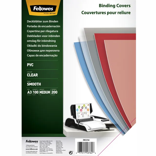 Fellowes Voorblad Fellowes A3 PVC 200micron 100 stuks