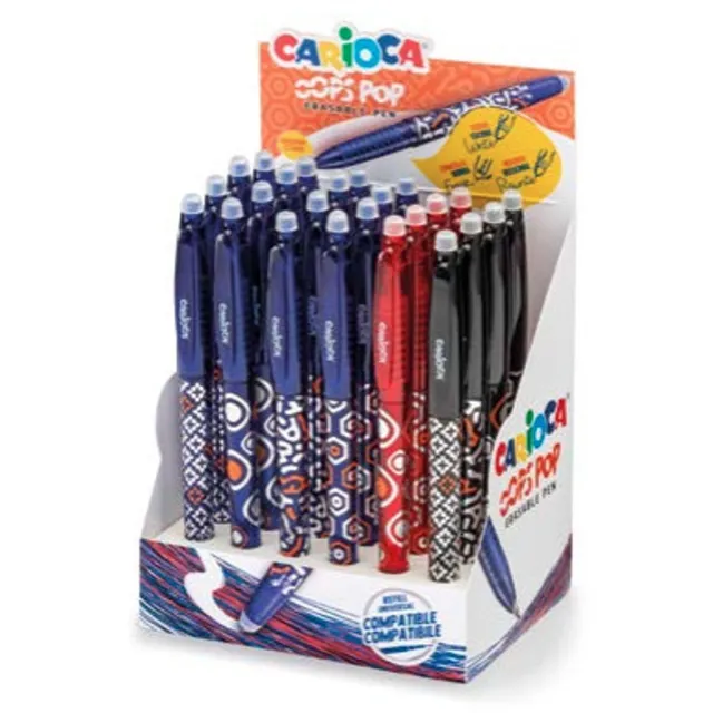 Carioca 41045 balpen Zwart, Blauw, Rood Stick balpen Fijn 24 stuk(s) Meerkleurig