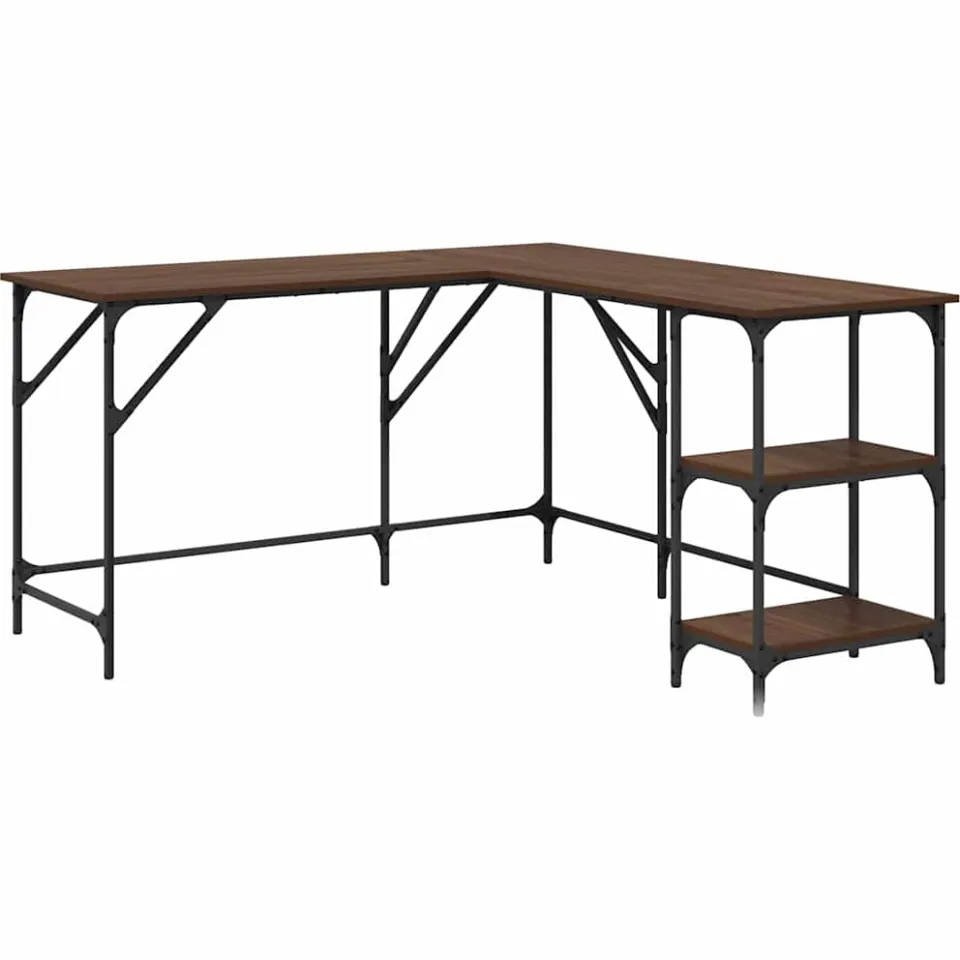 vidaXL Bureau 139x139x75 cm bewerkt hout bruin eikenkleur