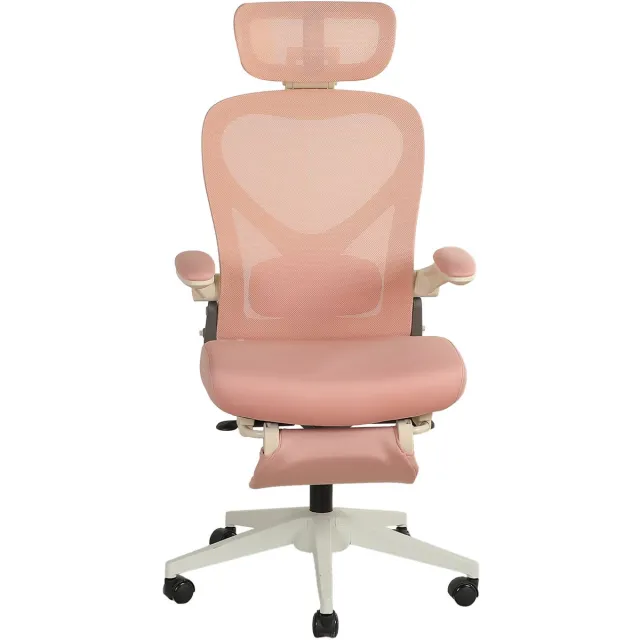 HAUSS SPOLE Bureaustoel - Ergonomisch Opvouwbaar Design - Met 3D Hoofdsteun, Lendensteun En Inklapbare Armleuningen - Mesh Roze