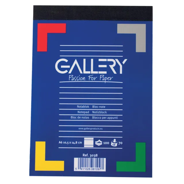 Gallery notitieblok, ft A6, gelijnd, blok van 100 vel