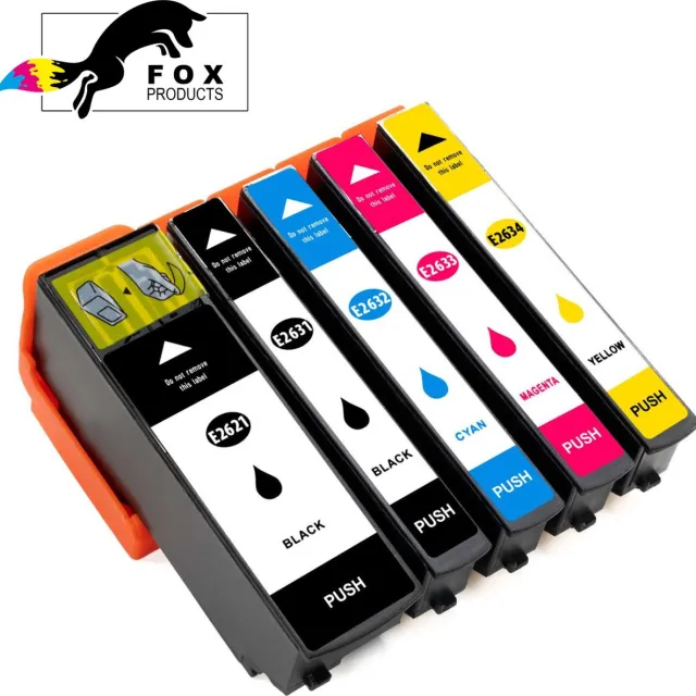 FoxProducts 26 T26 26xl - 5 stuks inktcartridges geschikt voor Epson, Multipack cartridges Geschikt voor XP510, XP520, XP600, XP605, XP610, XP615, XP620, XP625, XP700, XP710, XP720, XP800, XP810, XP820 Cyan, Magenta, Yellow, Black
