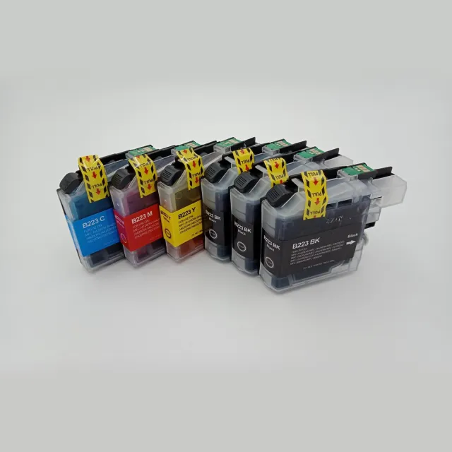 KATRIZ huismerk inkt voor Brother 3x LC223XL BK + LC223XL C+ LC223XL M+ LC223XL Y (6stuks) - Met chip Zwart, Cyaan Magenta, Geel