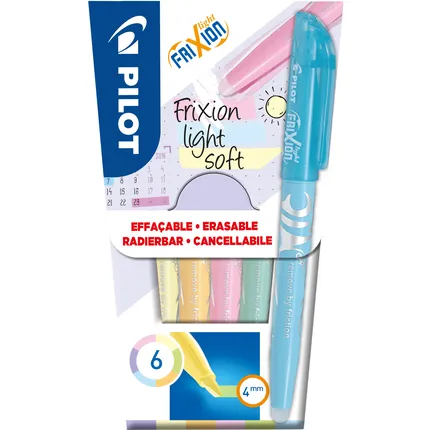 Pilot Markeerstift PILOT friXion light soft pastel assorti set à 6 stuks blauw