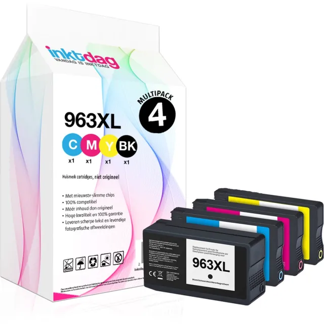 inktdag inktcartridge voor HP 963XL inktcartridges multipack, hp 963 xl inktcartridges van 4 kleuren (1*BK, C, M en Y) voor HP OfficeJet Pro 9010, 9014, 9012, 9020, 9025, 9015, 9016, 9019, 9022, 9018 Printer Zwart x 1 (58 ml)