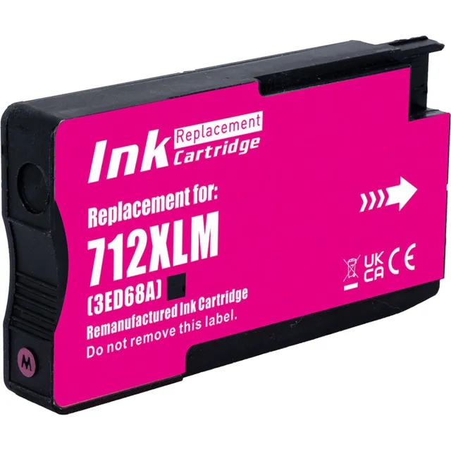Inktkenners Inktcartridges Geschikt voor HP 712 - Magenta - voor HP DesignJet T210 - T230 - T250 - T630 - T650 Studio Magenta (29ml)