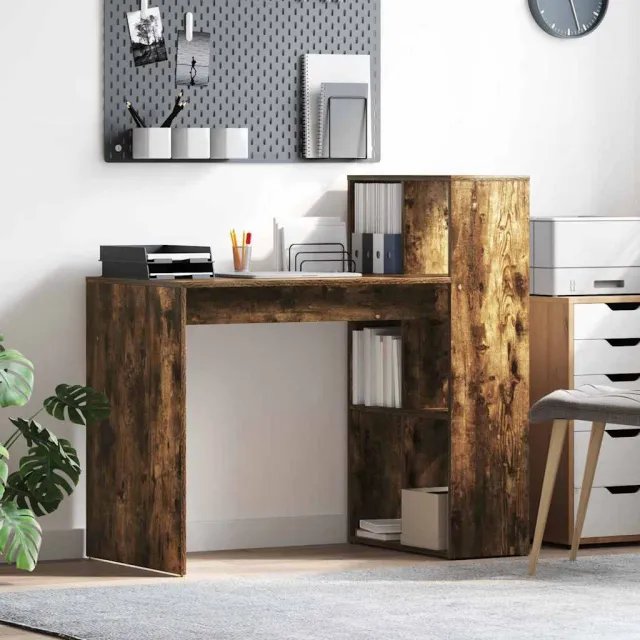 vidaXL Bureau Gerookt eiken 108 x 55 x 103 cm Bewerkt hout, foto 2