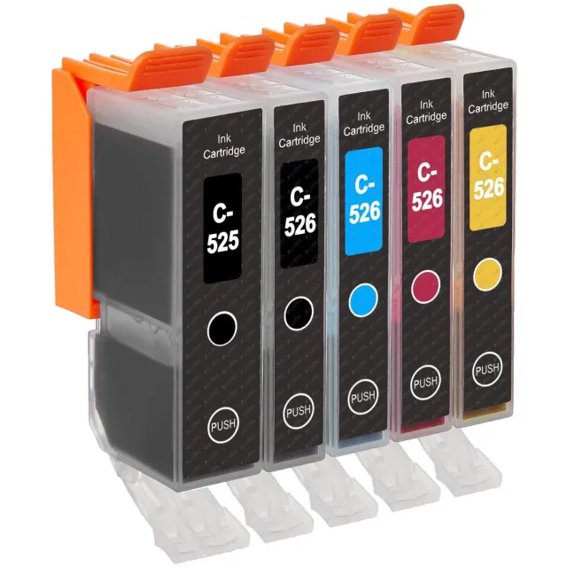 G&G Voordeelset - Vervanger voor Canon 525 & 526 Black, PhotoBlack, Cyan, Magenta, Yellow