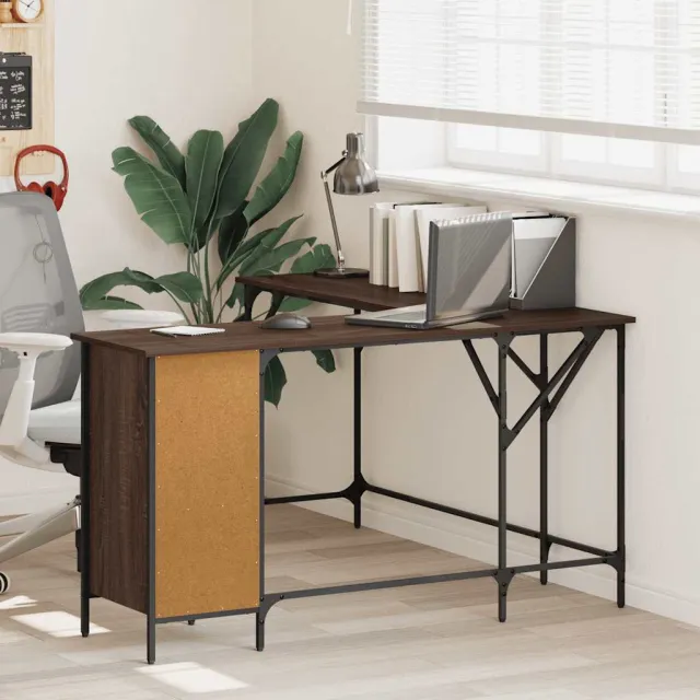 vidaXL Bureau 141x141x75 cm bewerkt hout bruin eikenkleur, foto 2