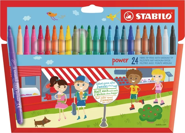 Stabilo Viltstift STABILO power 280/24 assorti etui à 24 stuks