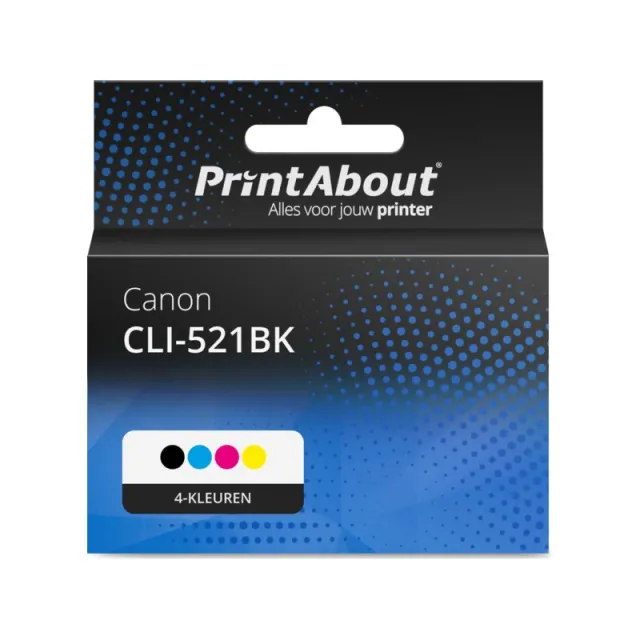 PrintAbout huismerk Inktcartridge CLI-521BK 4-kleuren Multipack Geschikt voor Canon