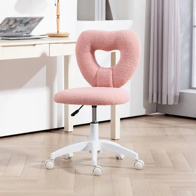 CHICFURN Bureaustoel - Hoogteverstelbaar - Zonder armleuningen - Roze