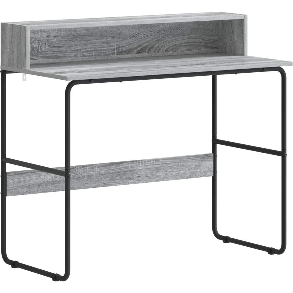 vidaXL Bureau met opbergruimte Grijs Sonoma 100 x 50 x 91 cm, foto 3