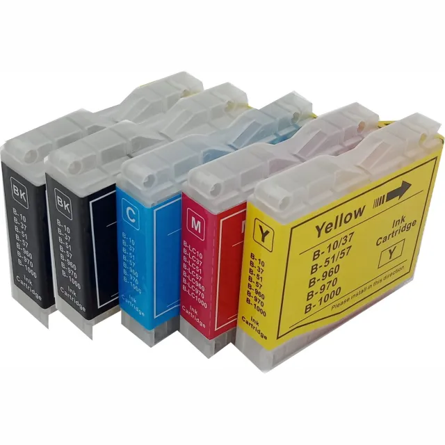Katriz huismerk inkt voor|Brother LC51/LC970/LC1000/LC37 2x black +1x Cyan +1x Magenta+1x Yellow | ( 5stuks) Zwart, Cyaan, Magenta, Geel