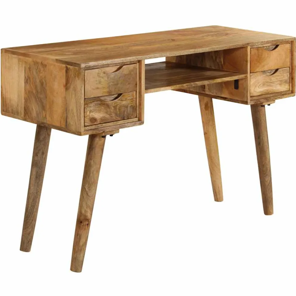 vidaXL Schrijftafel 115x47x76 cm massief mangohout bruin, foto 3