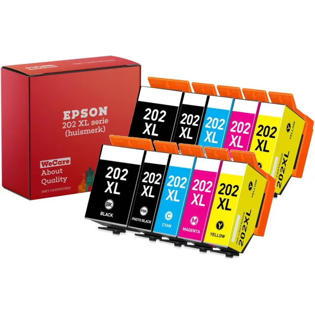 WeCare 10-pack | Geschikt voor Epson 202 / 202XL inktcartridges - Multipack 5 Inktpatronen - XP6000 - XP6005 - XP6100 - XP6105 Multipack 10 cartridges