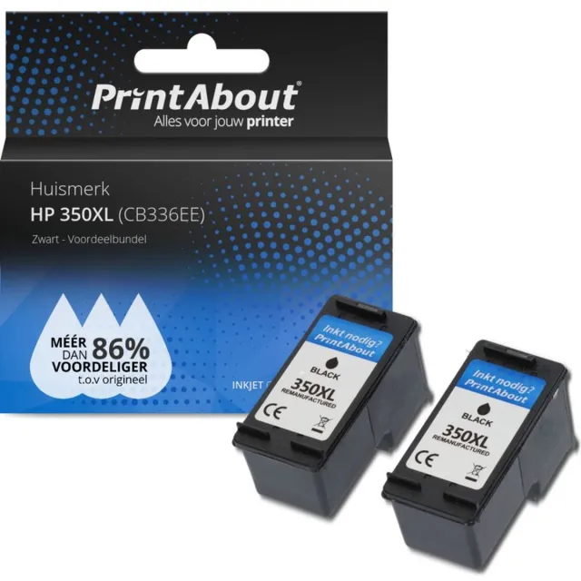 PrintAbout Inktcartridge / Alternatief voor de HP CB336EE (nr 350XL) / Zwart 2-pack