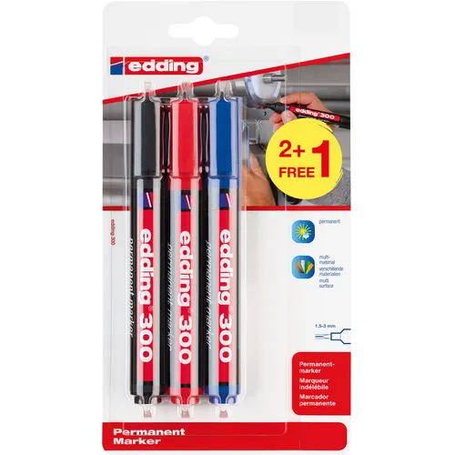 Edding Viltstift edding 300 rond 1.5-3mm assorti blister à 2+1 gratis