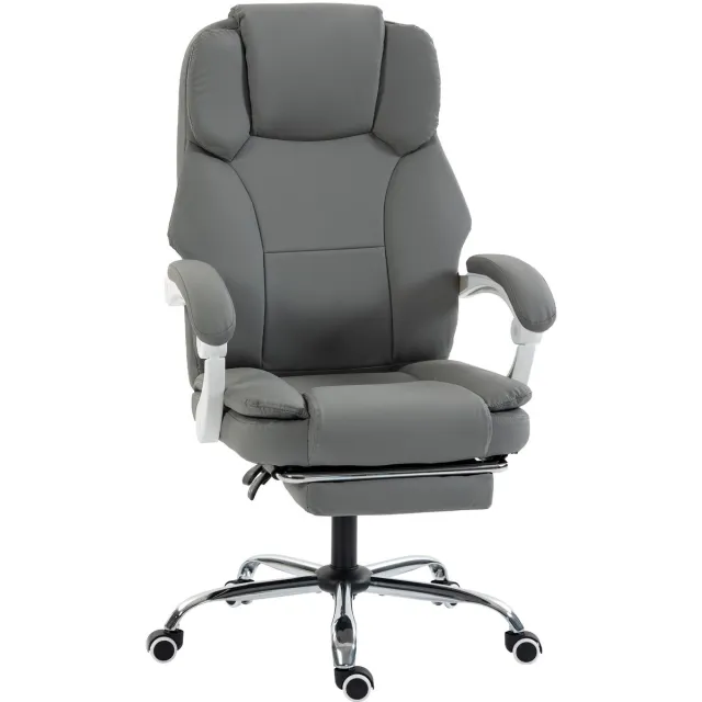Homcom bureaustoel - Huisdiervriendelijk synthetisch leer - 64 x 73 x 120 cm - Grijs