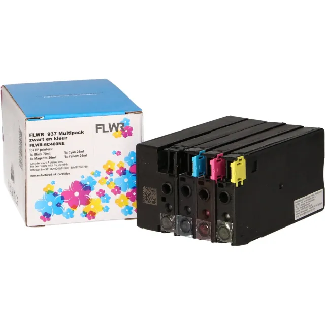 FLWR HP 937e - Multipack zwart en kleur - voor Officejet pro 9130 - 9130 - 9720 - 9730
