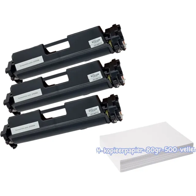 KATRIZ huismerk toner 3x CF230A(HP30A) Zwart- 3x 1600 afdrukken + Kopieerpapier-A4-80GR-500vellen-wit | Geschikt voor HP LaserJet Pro M203 dn / LaserJet Pro M203 dw/ LaserJet Pro M227 fdw /LaserJet Pro M227 sdn