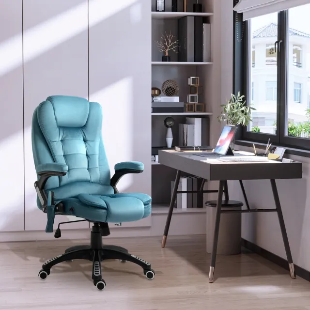 MODENUIT Gamingstoel 68 x 72 x 110-120 cm - Massage- en Warmtefunctie - Voor Kantoor - Polyester Blauw Blue