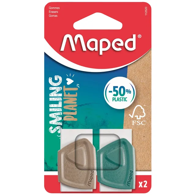 Maped Gum Maped Smiling Planet blister à 2 stuks