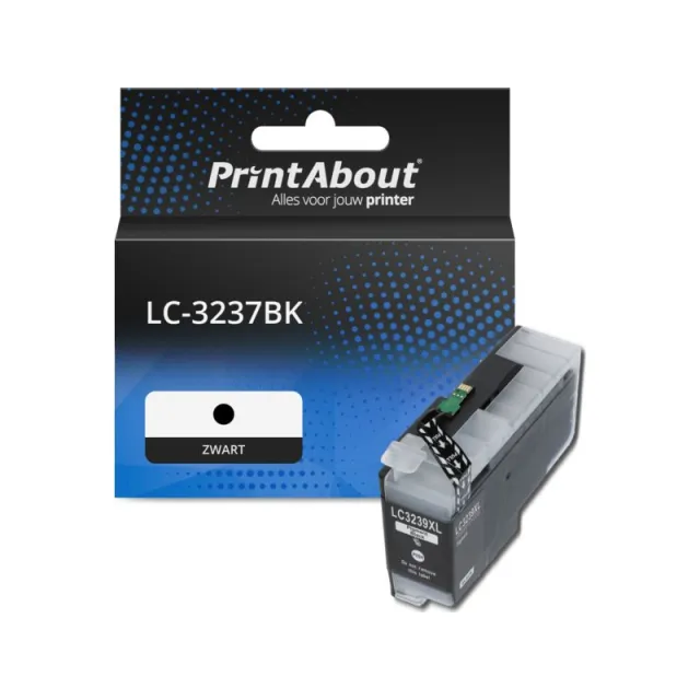 PrintAbout huismerk Inktcartridge LC-3237BK Zwart Geschikt voor Brother