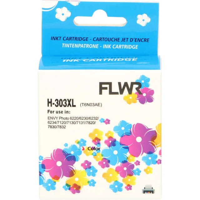 FLWR inktcartridge voor HP 303XL Kleur - Premium Huismerk HP 303 inkt (Kleur - hoge capaciteit) o.a. geschikt voor HP ENVY Inspire 7220e, HP ENVY Inspire 7224e, HP ENVY Photo 7930, HP ENVY Inspire 7920e, HP ENVY 6020e