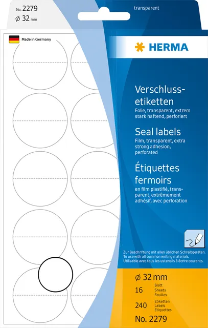 Etiket HERMA 2279 32mm transparant 240 stuks