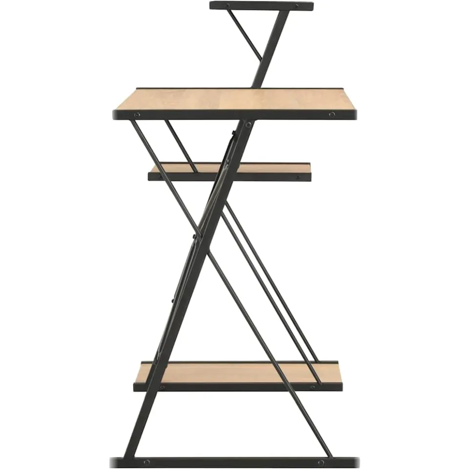 vidaXL Bureau met schap 116x50x93 cm zwart en eikenkleurig, foto 4