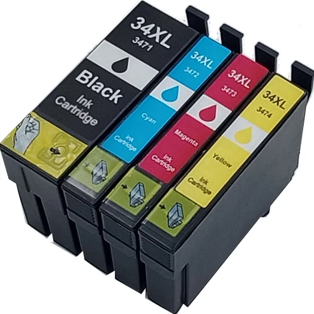 KATRIZ huismerk inkt voor Epson 1x T3471XL BK + 1x T3472XL C + 1x T3473XL M + 1x T3474XL Y |(4stuks) Zwar, Cyaan, Magenta, Geel